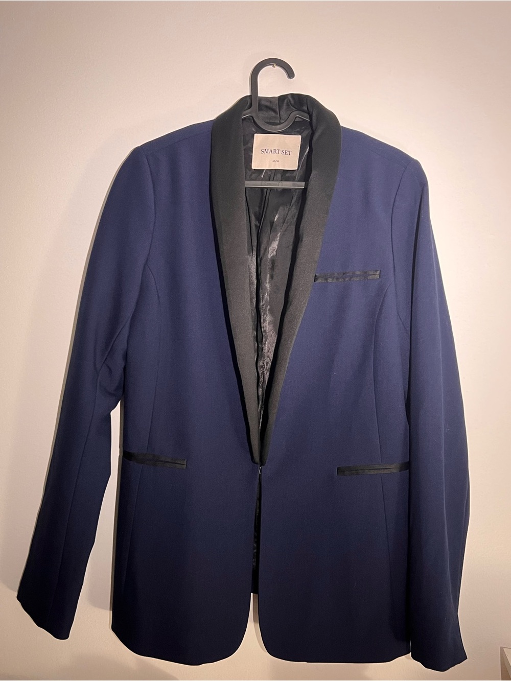 Smart Set Navy Blazer with Black Satin Shawl Collar